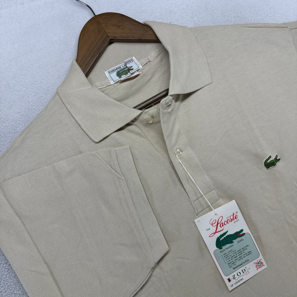 Vintage Lacoste Polo Mens XL Tan Izod Cotton Chemise France Deadstock 70s NEW